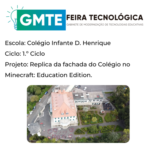 Réplica da fachada do Colégio no Minecraft